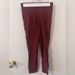 Lululemon Athletica Smokey Red High Rise Tights Leggings Cropped Pockets Size 4